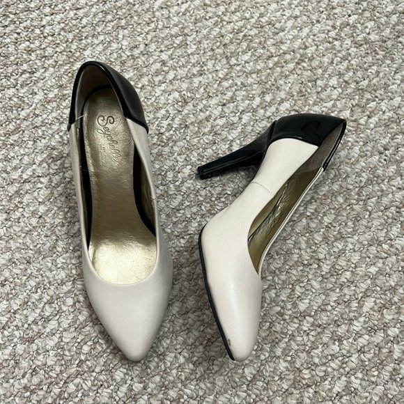 Seychelles white black pumps heels size 6 - Picture 1 of 9